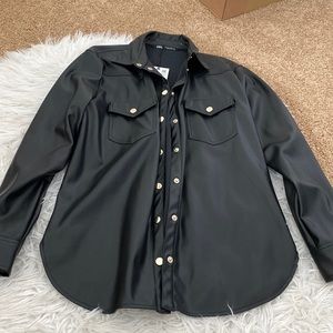 Leather button down shirt